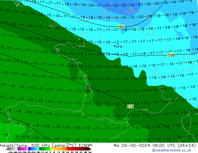 Z500/Rain (+SLP)/Z850 ECMWF We 29.05.2024 06 UTC