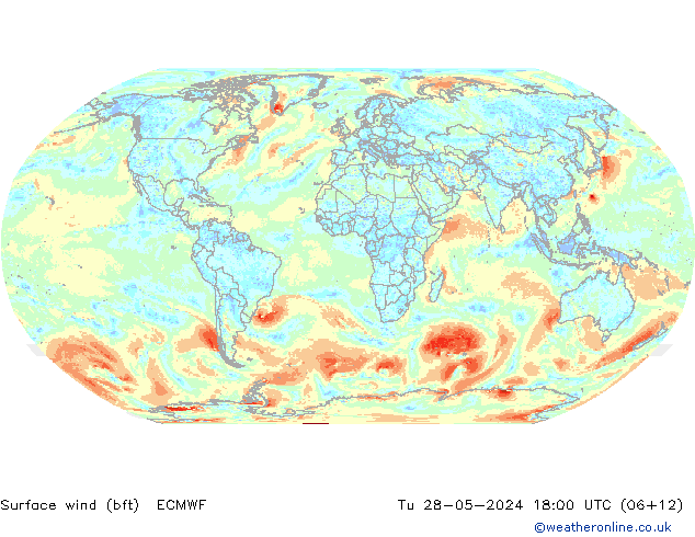 Wind 10 m (bft) ECMWF di 28.05.2024 18 UTC