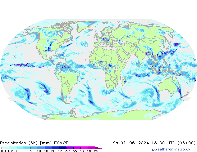 осадки (6h) ECMWF сб 01.06.2024 00 UTC