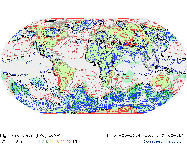 High wind areas ECMWF  31.05.2024 12 UTC