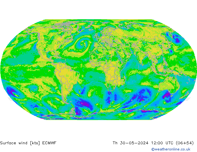 Neerslag 6h/Wind 10m/950 ECMWF do 30.05.2024 12 UTC