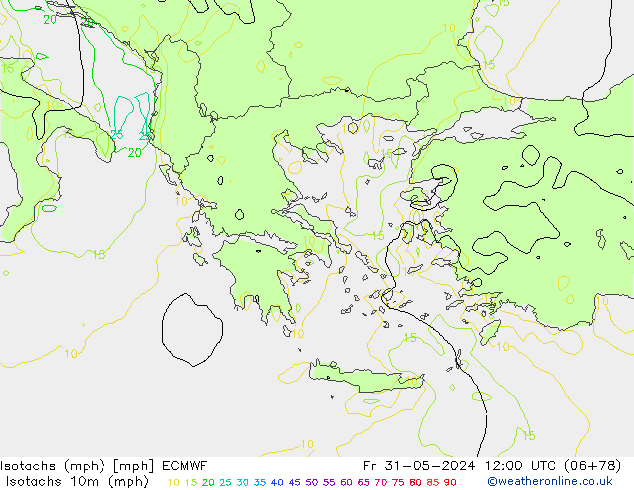 Isotachs (mph) ECMWF  31.05.2024 12 UTC