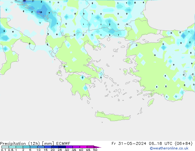 Precipitation (12h) ECMWF Fr 31.05.2024 18 UTC