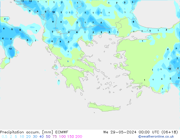 Precipitation accum. ECMWF We 29.05.2024 00 UTC