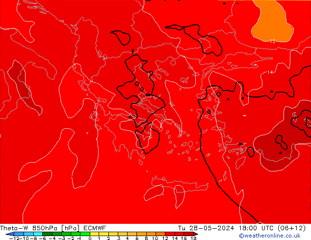 Theta-W 850hPa ECMWF Sa 28.05.2024 18 UTC