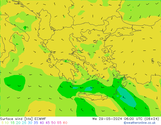 Surface wind ECMWF We 29.05.2024 06 UTC