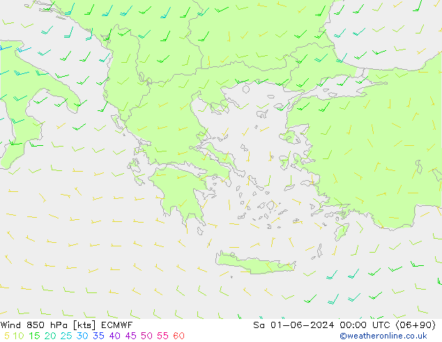 Viento 850 hPa ECMWF sáb 01.06.2024 00 UTC