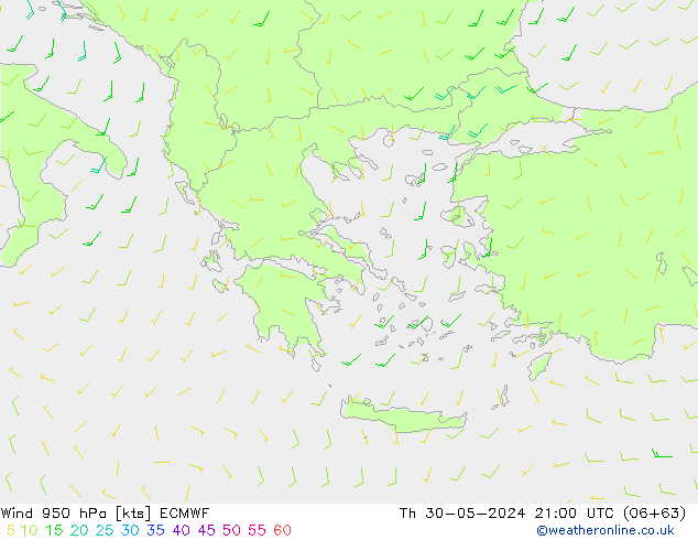 ветер 950 гПа ECMWF чт 30.05.2024 21 UTC