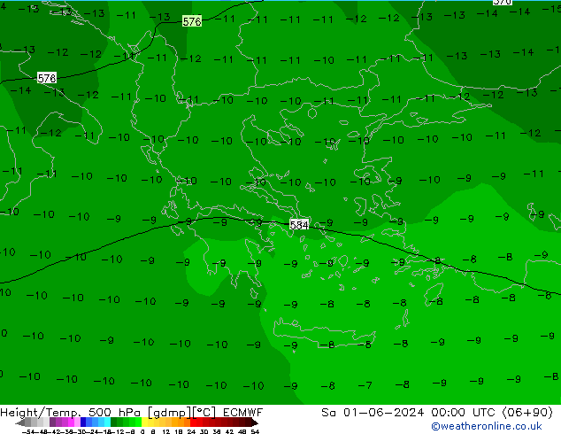 Z500/Rain (+SLP)/Z850 ECMWF sam 01.06.2024 00 UTC