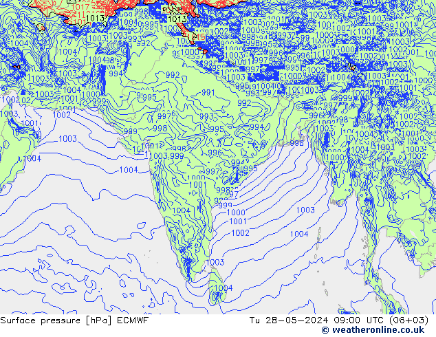 ciśnienie ECMWF wto. 28.05.2024 09 UTC