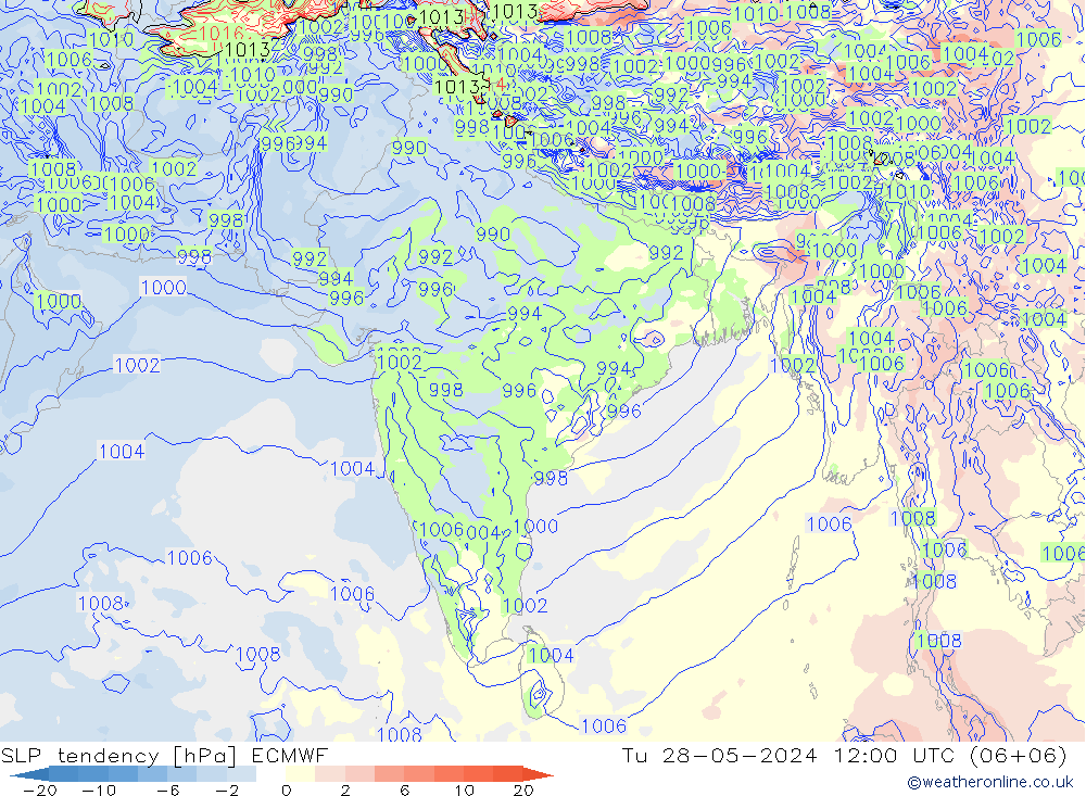 тенденция давления ECMWF вт 28.05.2024 12 UTC