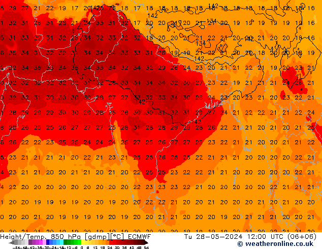 Z500/Rain (+SLP)/Z850 ECMWF Ter 28.05.2024 12 UTC