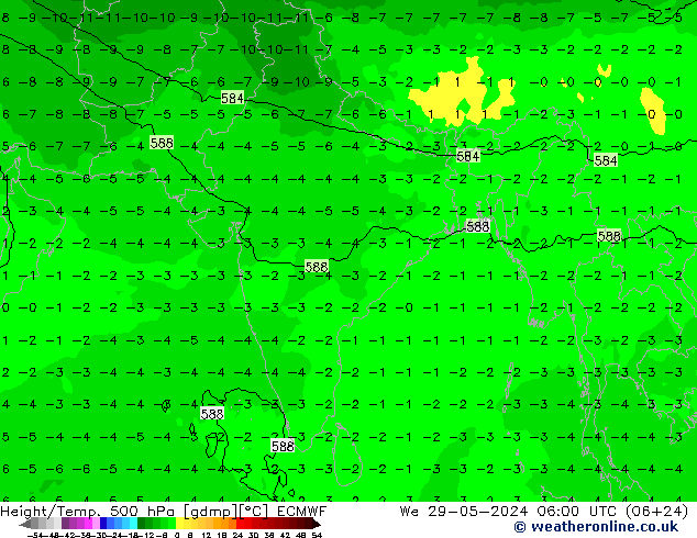 Z500/Rain (+SLP)/Z850 ECMWF We 29.05.2024 06 UTC
