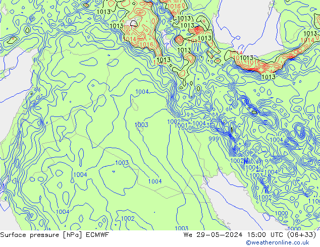 Atmosférický tlak ECMWF St 29.05.2024 15 UTC