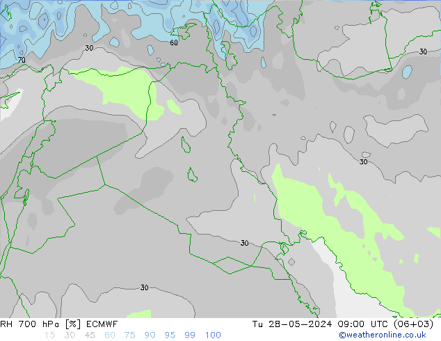 RV 700 hPa ECMWF di 28.05.2024 09 UTC