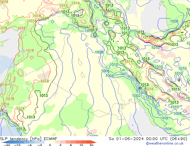 SLP tendency ECMWF Sa 01.06.2024 00 UTC