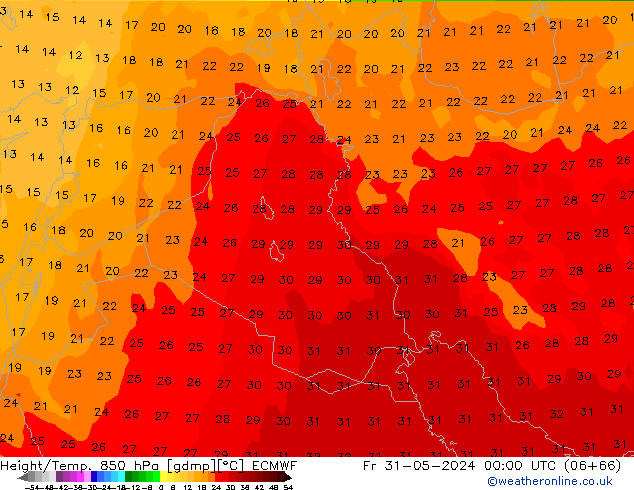 Z500/Rain (+SLP)/Z850 ECMWF Fr 31.05.2024 00 UTC