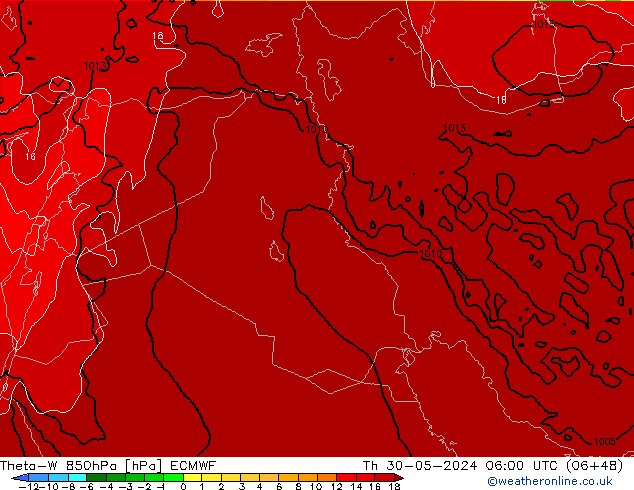 Theta-W 850hPa ECMWF jeu 30.05.2024 06 UTC