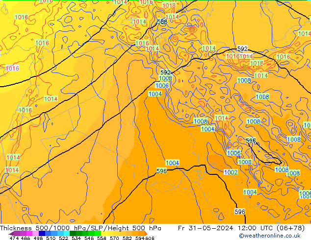 500-1000 hPa Kalınlığı ECMWF Cu 31.05.2024 12 UTC