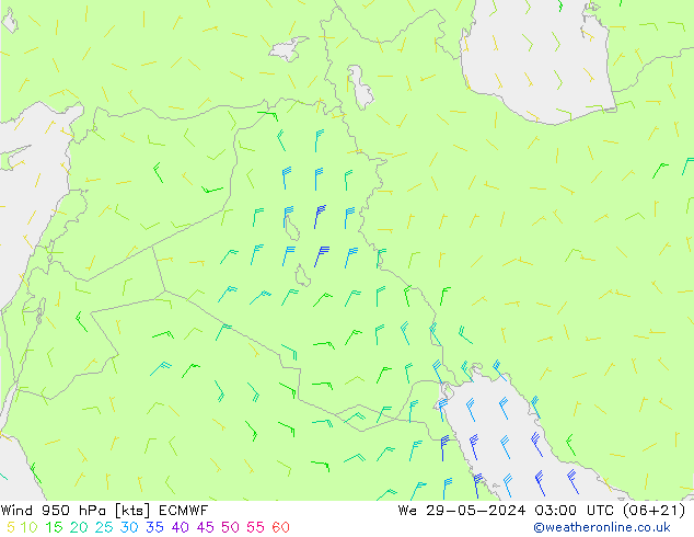 Wind 950 hPa ECMWF We 29.05.2024 03 UTC