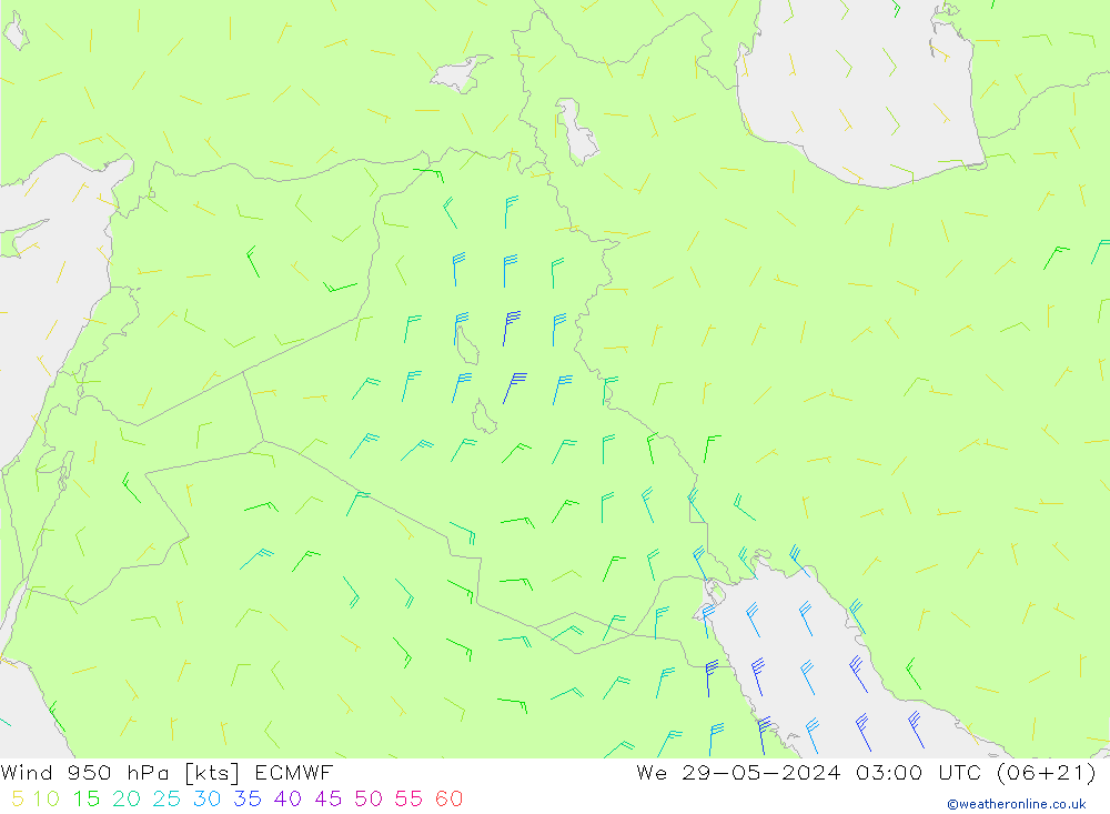 Rüzgar 950 hPa ECMWF Çar 29.05.2024 03 UTC