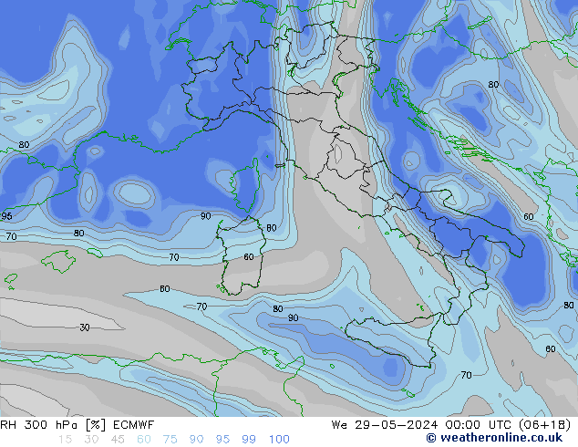 RH 300 hPa ECMWF We 29.05.2024 00 UTC