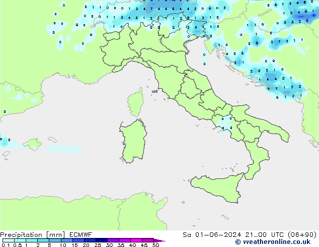 Precipitation ECMWF Sa 01.06.2024 00 UTC