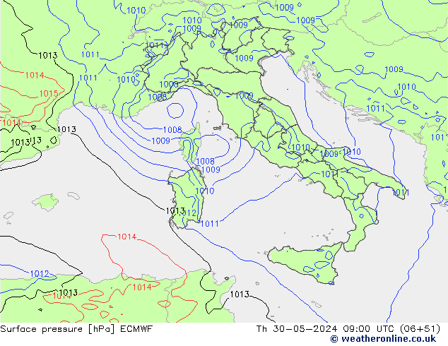 Yer basıncı ECMWF Per 30.05.2024 09 UTC