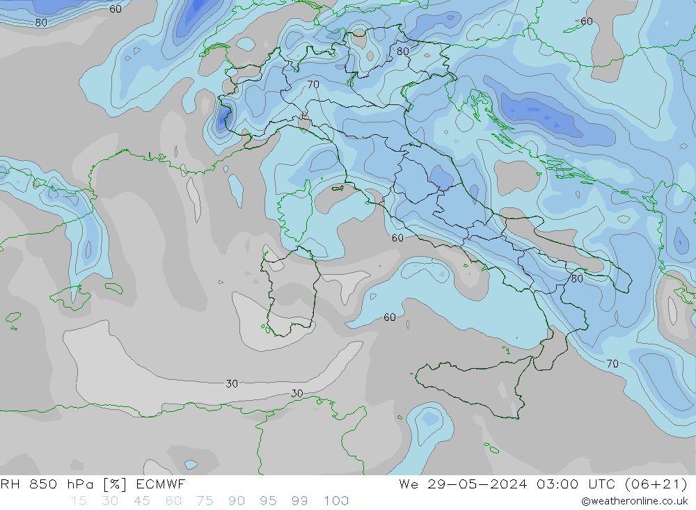 RV 850 hPa ECMWF wo 29.05.2024 03 UTC