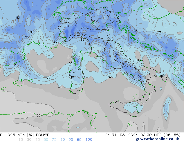 RH 925 hPa ECMWF Fr 31.05.2024 00 UTC