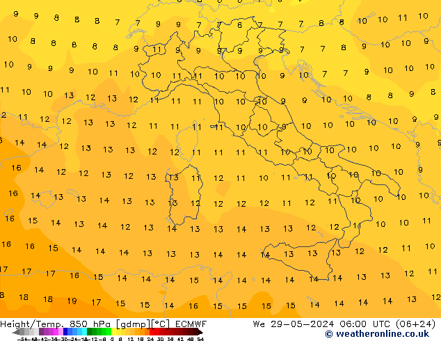 Z500/Rain (+SLP)/Z850 ECMWF We 29.05.2024 06 UTC