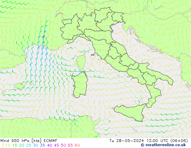 Vent 950 hPa ECMWF mar 28.05.2024 12 UTC