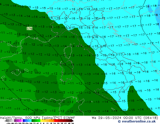 Z500/Rain (+SLP)/Z850 ECMWF We 29.05.2024 00 UTC