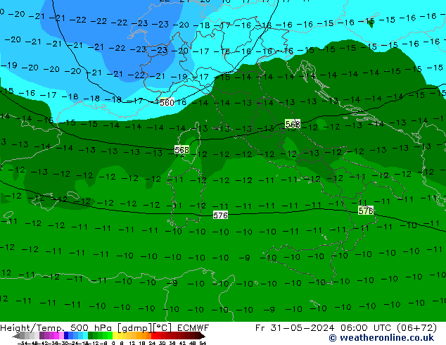 Z500/Rain (+SLP)/Z850 ECMWF Fr 31.05.2024 06 UTC