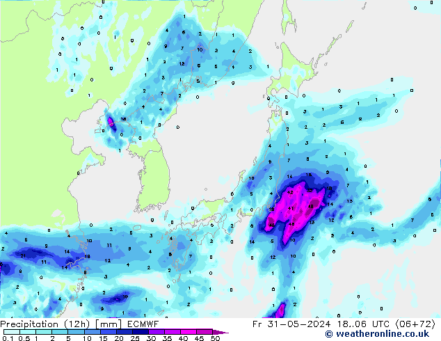 Précipitation (12h) ECMWF ven 31.05.2024 06 UTC