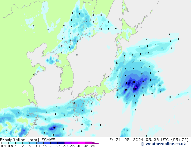 Precipitation ECMWF Fr 31.05.2024 06 UTC