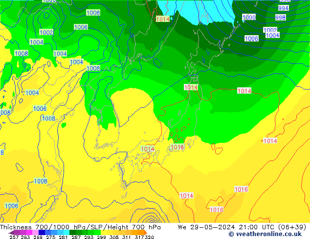 700-1000 hPa Kalınlığı ECMWF Çar 29.05.2024 21 UTC