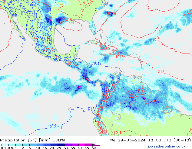 Z500/Yağmur (+YB)/Z850 ECMWF Çar 29.05.2024 00 UTC