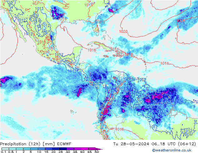 Precipitação (12h) ECMWF Ter 28.05.2024 18 UTC