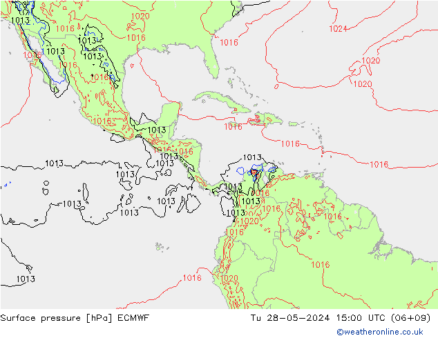 pressão do solo ECMWF Ter 28.05.2024 15 UTC