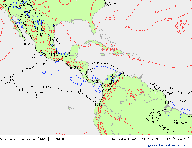 Atmosférický tlak ECMWF St 29.05.2024 06 UTC