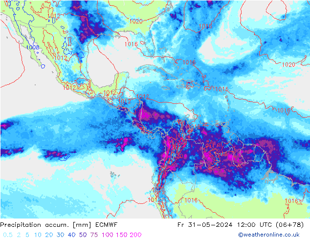 Precipitation accum. ECMWF пт 31.05.2024 12 UTC