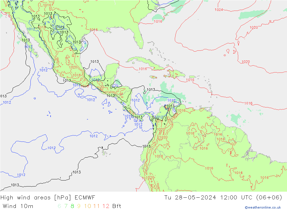 High wind areas ECMWF  28.05.2024 12 UTC