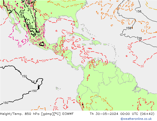 Z500/Rain (+SLP)/Z850 ECMWF чт 30.05.2024 00 UTC