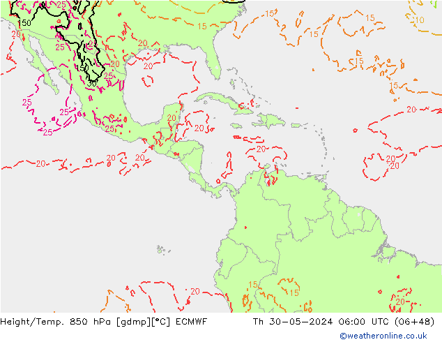 Z500/Rain (+SLP)/Z850 ECMWF czw. 30.05.2024 06 UTC