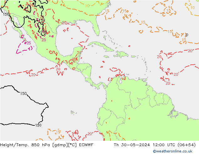 Z500/Rain (+SLP)/Z850 ECMWF Th 30.05.2024 12 UTC