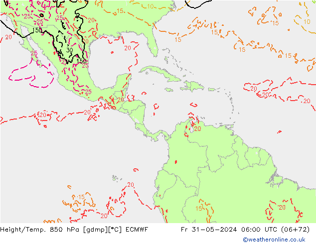 Z500/Regen(+SLP)/Z850 ECMWF vr 31.05.2024 06 UTC