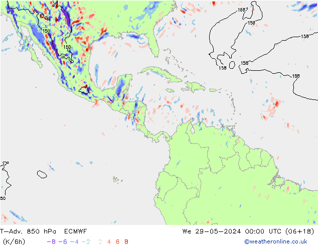 T-Adv. 850 hPa ECMWF We 29.05.2024 00 UTC