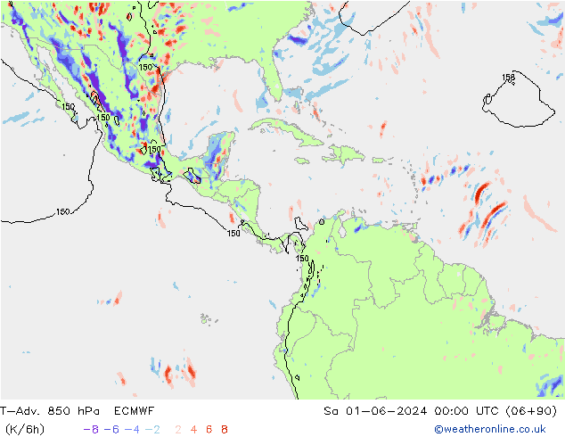 T-Adv. 850 hPa ECMWF Sa 01.06.2024 00 UTC