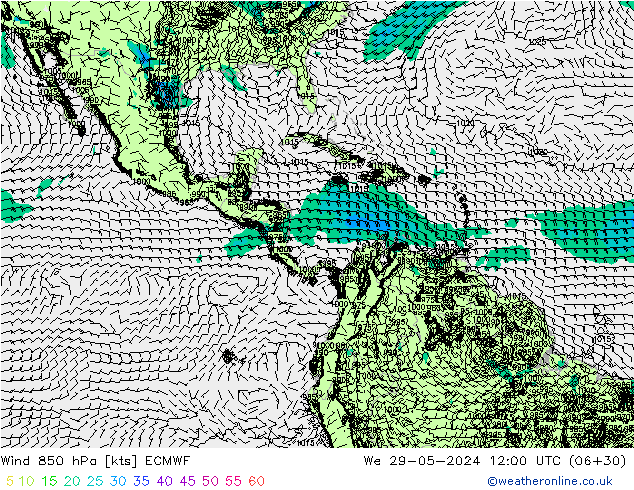 Wind 850 hPa ECMWF St 29.05.2024 12 UTC